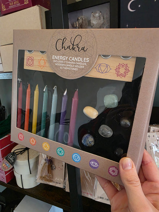 Chakra Candle & Crystal Gift Set