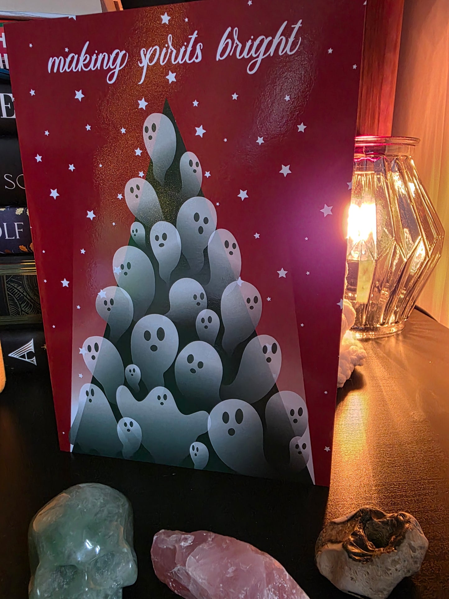 Spirits Bright Ghostly Christmas Card